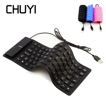 

CHYI Silicone Foldable Wired Keyboard 85 Keys Waterproof And Dustproof Computer Keyboard Ergonomic Ultra-thin Silica Gel Keypad