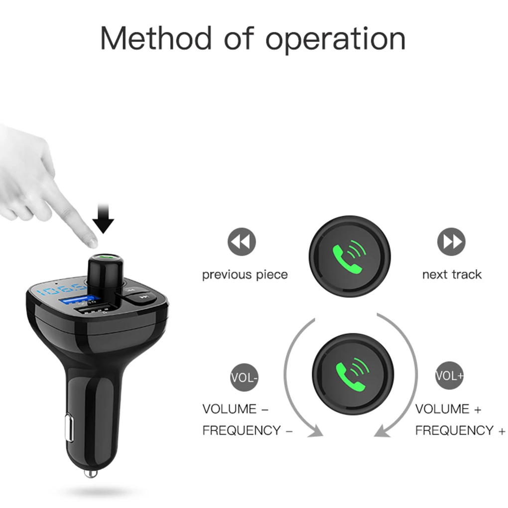 Bluetooth автомобильный комплект громкой связи fm-передатчик беспроводной музыкальный mp3-плеер двойной USB быстрая зарядка