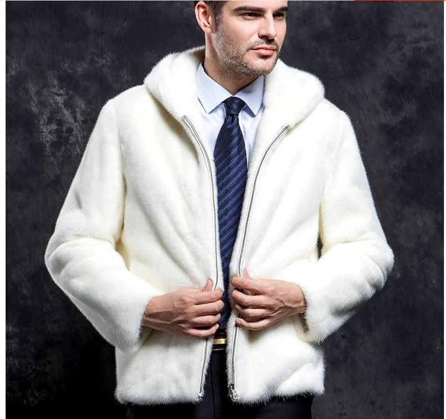 Белые мужские куртки с капюшоном, 6XL, зима-осень, меховые куртки, 7XL, искусственный мех норки, мужские пальто, большие размеры, повседневная верхняя одежда, топы, J1648-8