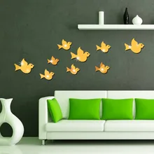 Jm275 птицы летают зеркальные экологически чистые настенные наклейки стерео акриловые зеркальные наклейки для спальни фон настенные наклейки