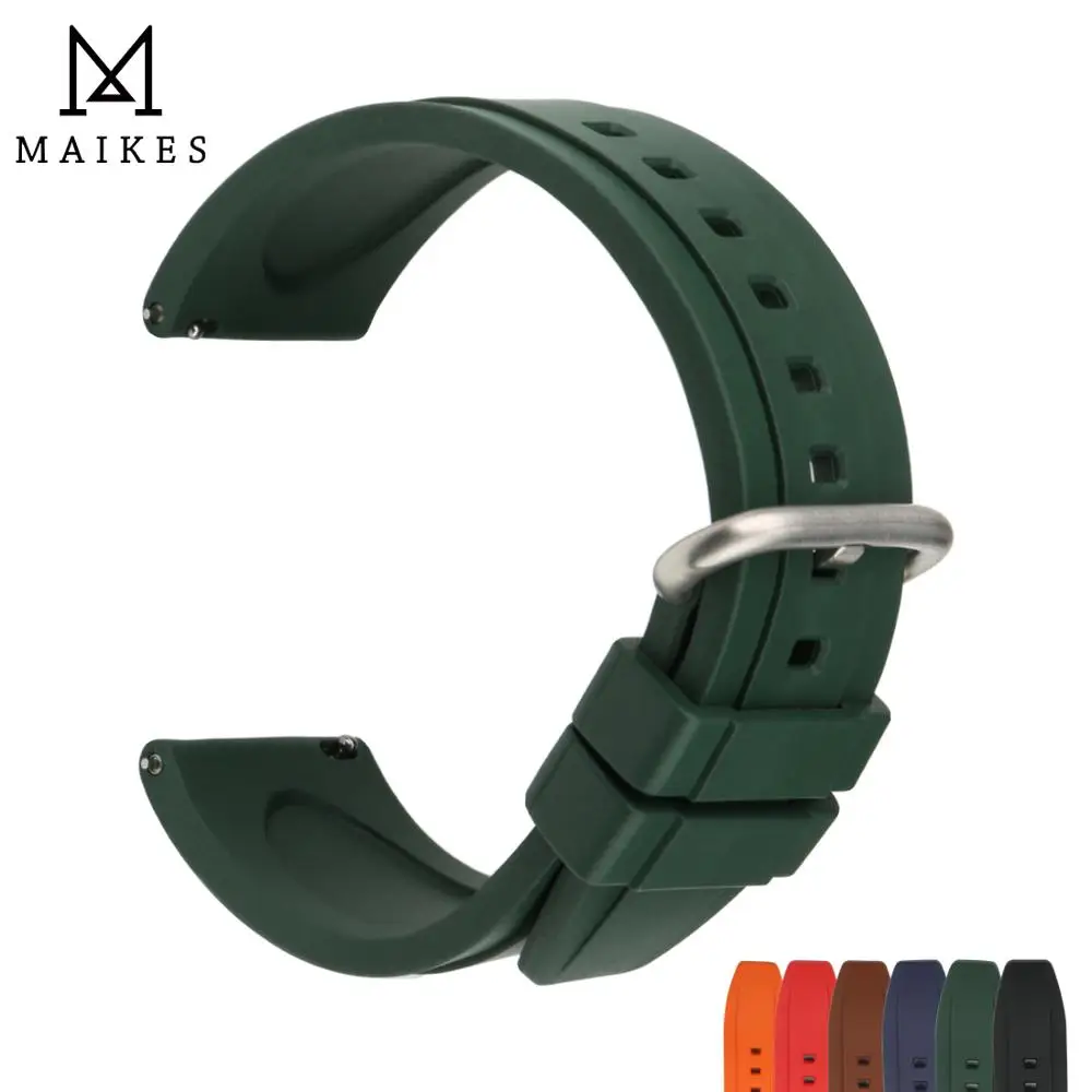 Ремешок силиконовый для часов MAIKES спортивный быстросъемный резиновый браслет дайвинга аксессуары 20 22