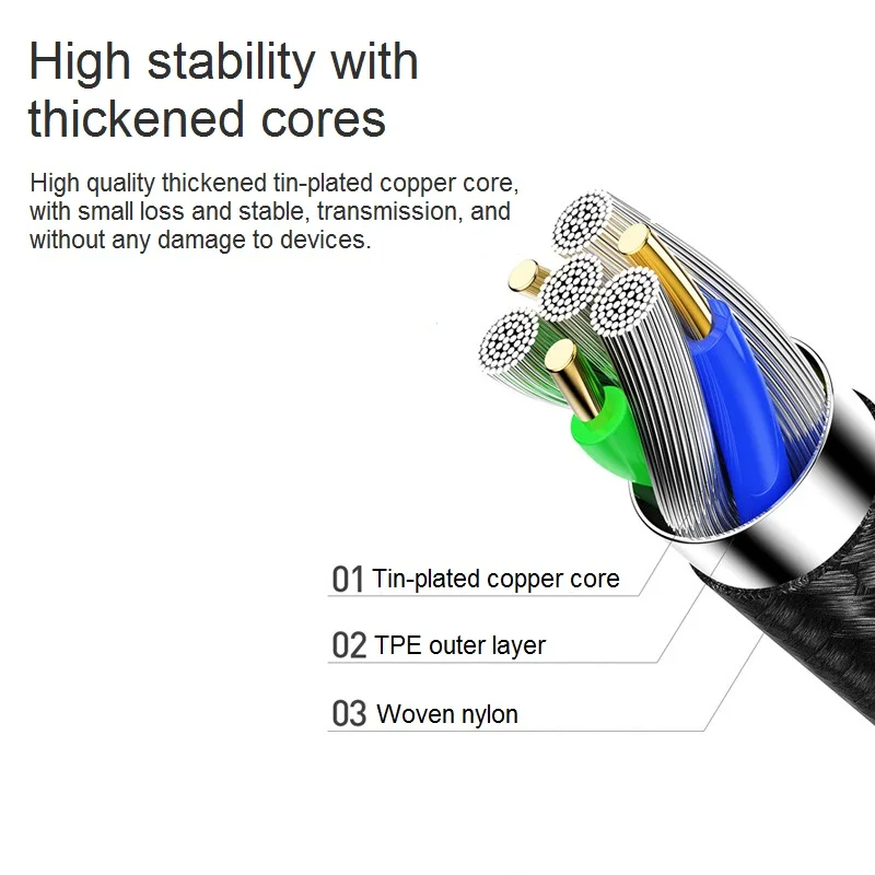 3 in 1 USB C Micro USB 8 Pin Cable for iPhone XS Max XR Mobile Phone Micro USB Type C Charging Data Cable 3A Fast Charger Cord