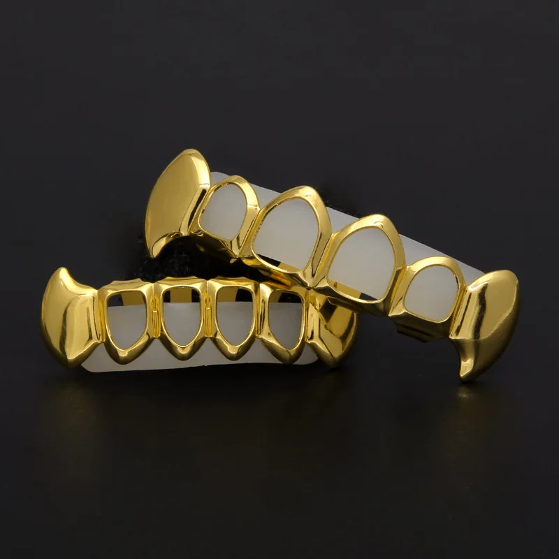 

1 Pcs Hip Hop Teeth Set Silver Gold Tooth Top Bottom Caps Punk False Dental Grills for Women Men Body Jewelry Cosplay Party
