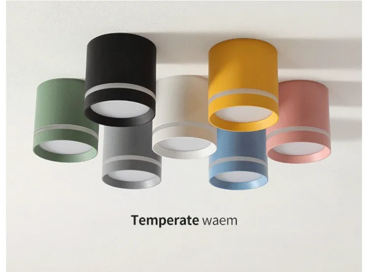 明装筒灯led七彩色马卡龙色彩过道玄关小吸顶灯圆形走廊三色变光-淘宝网_21