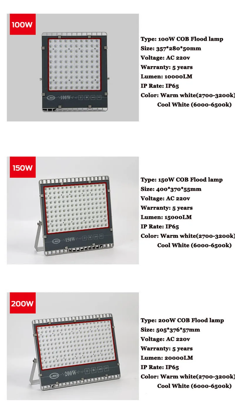 10 шт Новый светодиодный прожектор 30 W 50 W 100 W 150 W 200 W Открытый прожекторное освещение AC220V 110 V Водонепроницаемый IP65 профессиональное освещение