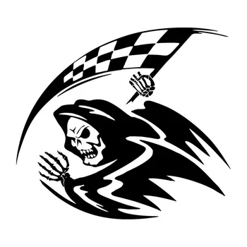 

Cool Death Running Chequered Flag Racing Sticker Funny Decal Pvc Decals Suitable for All Kinds of Cars Black/white, 19cm*17cm