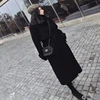 Abrigo de lana negro para mujer, chaqueta de moda para mujer, abrigo largo holgado con cinturón, informal, 2022 ► Foto 3/6