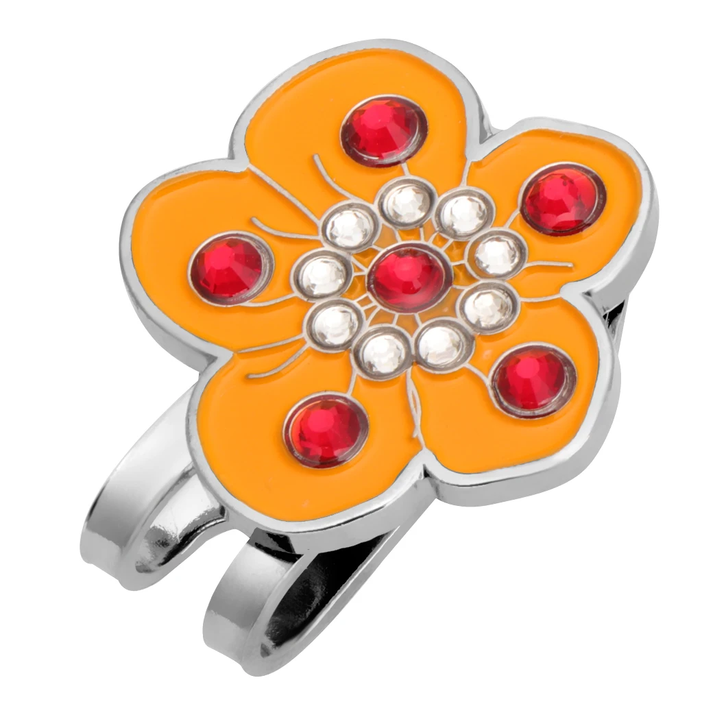 Portable Plum Blossom Crystal Clip Golf Ball Marker Clip On Golf Hat Cap Visor for Friend Golf Trainer