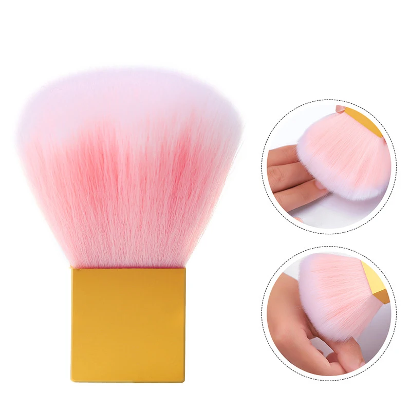Top Quality Nail Power Dust Cleaning Brush Soft Pink Fiber Hair Square