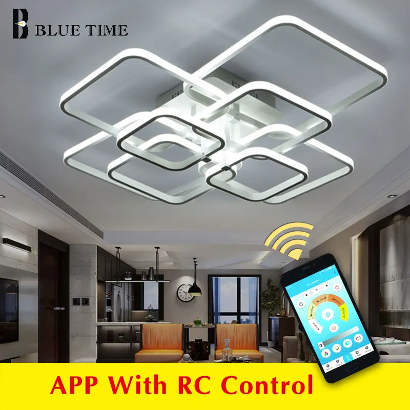 Comprar Blanco y Negro Lustre lámpara Led moderna sala de estar comedor lámpara Led iluminación techo lámpara avize salón moderno