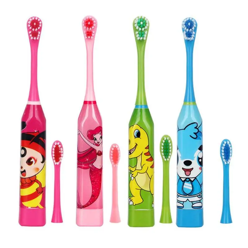 Children Electric Toothbrush Cartoon Pattern Double-sided Tooth Brush Teeth For Kids with 2pcs Replacement Head | Игрушки и хобби
