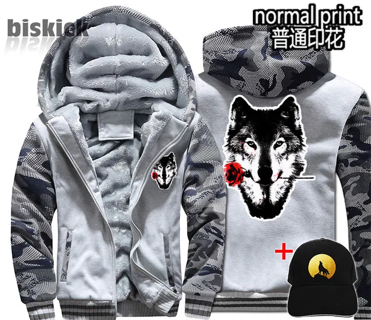 Wolf Veste loup regard одежда для мужчин wo men wolf dream плотное пальто куртка зимняя теплая Толстовка Топ толстовки - Цвет: Style 8 Asian size