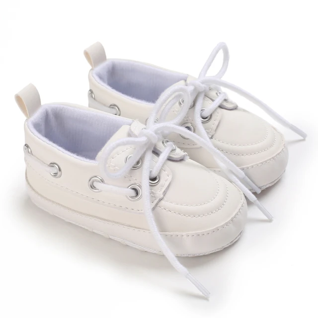 Newborn Baby Prewalker Girls Boys Casual Shoes Leather Non-Slip Soft-Sole Infant Toddler First Walkers 0-18M Baptism C-681 White