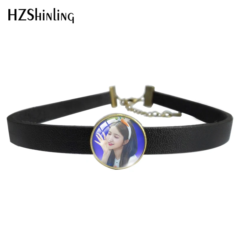 Женский кожаный чокер HZSHINLING Kpop колье со стеклянными подвесками и