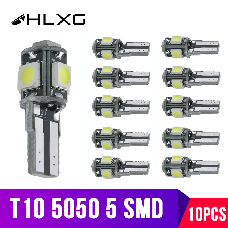 HLXG 10x T10 LED W5W Автомобильная интерьерная лампа для парковки 5050 SMD DC 12V задняя