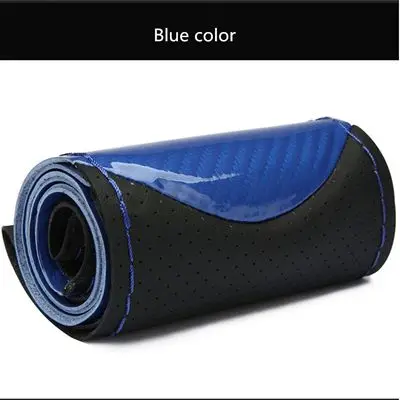 Blue color Чехол для руля 38 см, мягкий, противоскользящий, сделай сам, ручная швейная, износостойкая оплетка рулевого колеса автомобиля с иглами, нить - Название цвета: Blue color