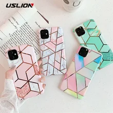 USLION покрытие мрамора IMD силиконовый чехол для iPhone 11 Pro Max X XR Xs Max мягкий чехол для телефона iPhone 6 6s 7 8 Plus чехол Fundas