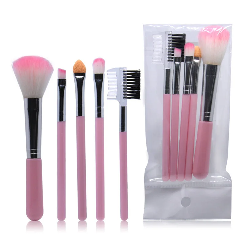 5pcs Full Professional Women's Makeup Brushes High Quality Powder Eyeshadow Eyelash Cheek Color Brush Set Hot Sale Cosmetic Tool