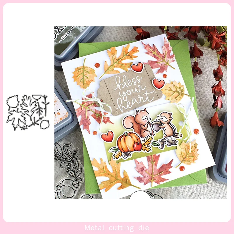Металлические Вырубные штампы осенние листья для сделай сам скрапбукинга