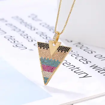 

New fashion item colorful golden pavé geometric figures stars moon elephant big palm rainbow pendant necklace girls jewelry part