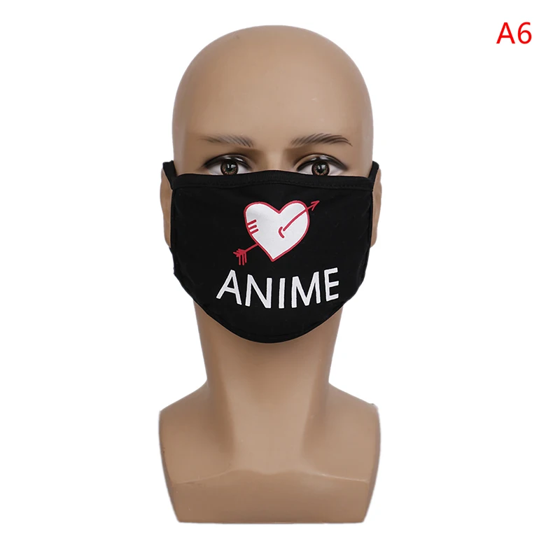 1 шт., милая маска для лица в стиле аниме, с рисунком из мультфильма «рот», черная маска для лица в стиле унисекс, покрытие для велоспорта, защита от пыли, хлопковая защитная маска для лица, маски - Цвет: 6