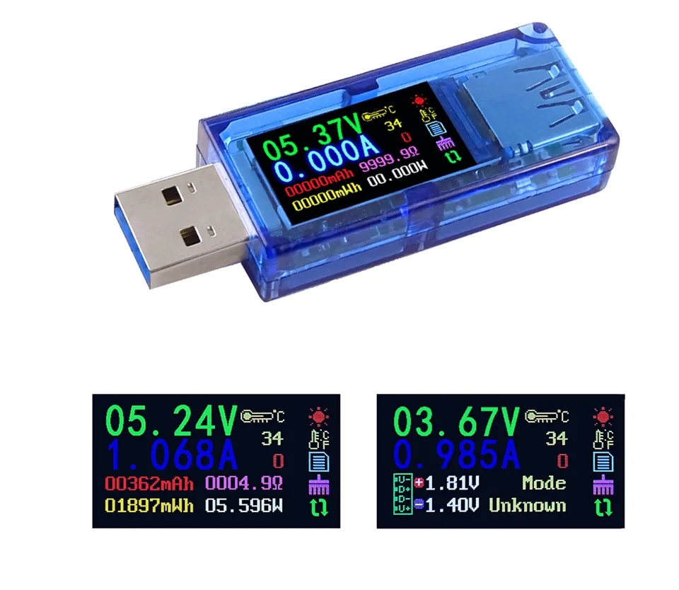 DIYFIX AT34 3,0 USB тестер ips HD цветной ЖК-вольтметр с экраном Амперметр измеритель напряжения тока мультиметр батарея Зарядка power Bank