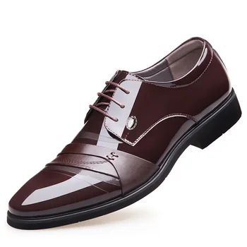

new arrival mens casual wedding party dresses bright patent leather shoes youth gentlemen point toe oxfords shoe zapatos hombre