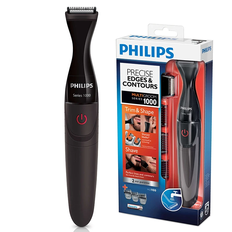 Philips MG1100 электробритва в небольшой легкий портативный стайлер для бороды из нержавеющей стали с AA Battary Black 3 режима для мужчин