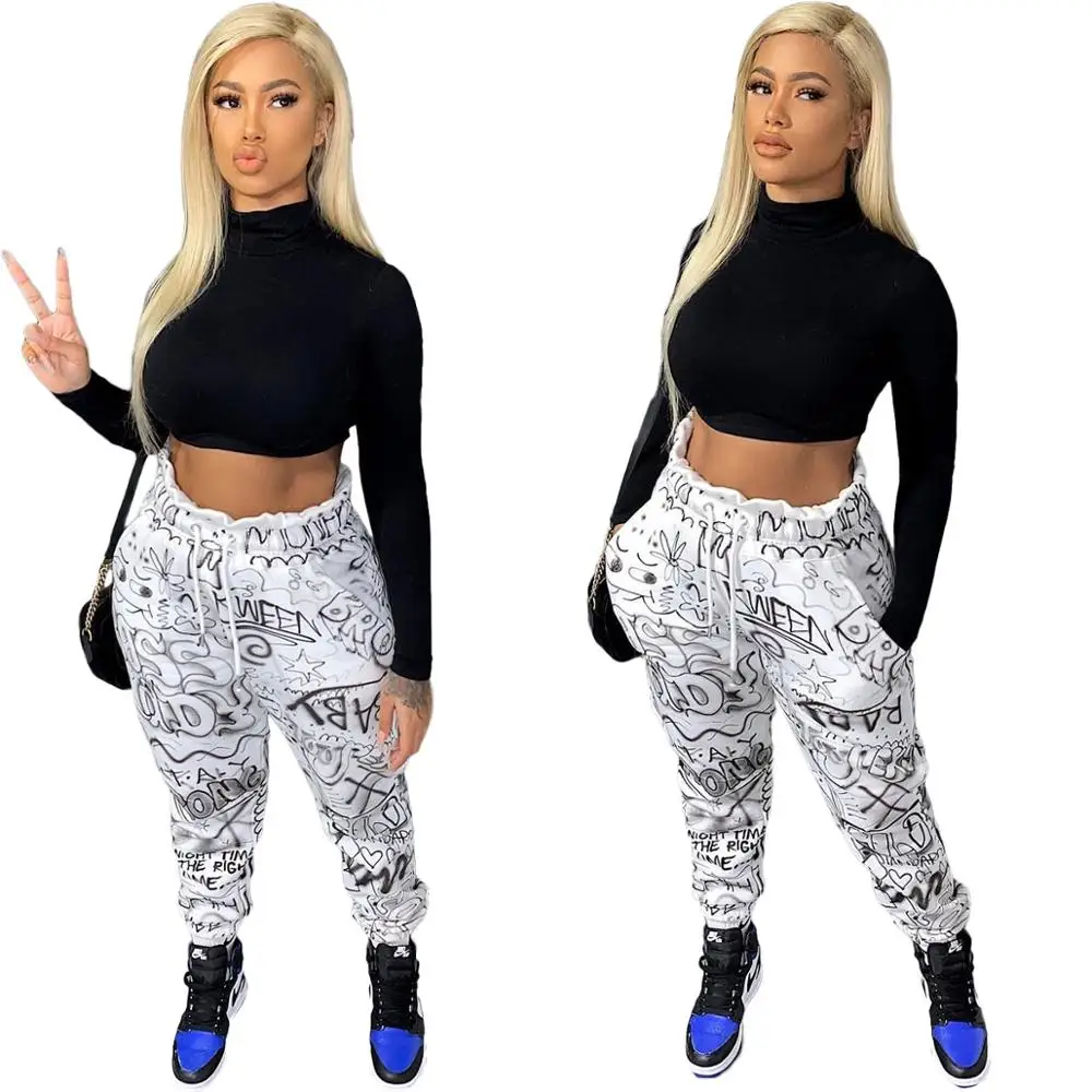 

2020 autumn and winter new European and American women's clothingÂ Best street styleÂ Leisure sport Letters printingÂ pants