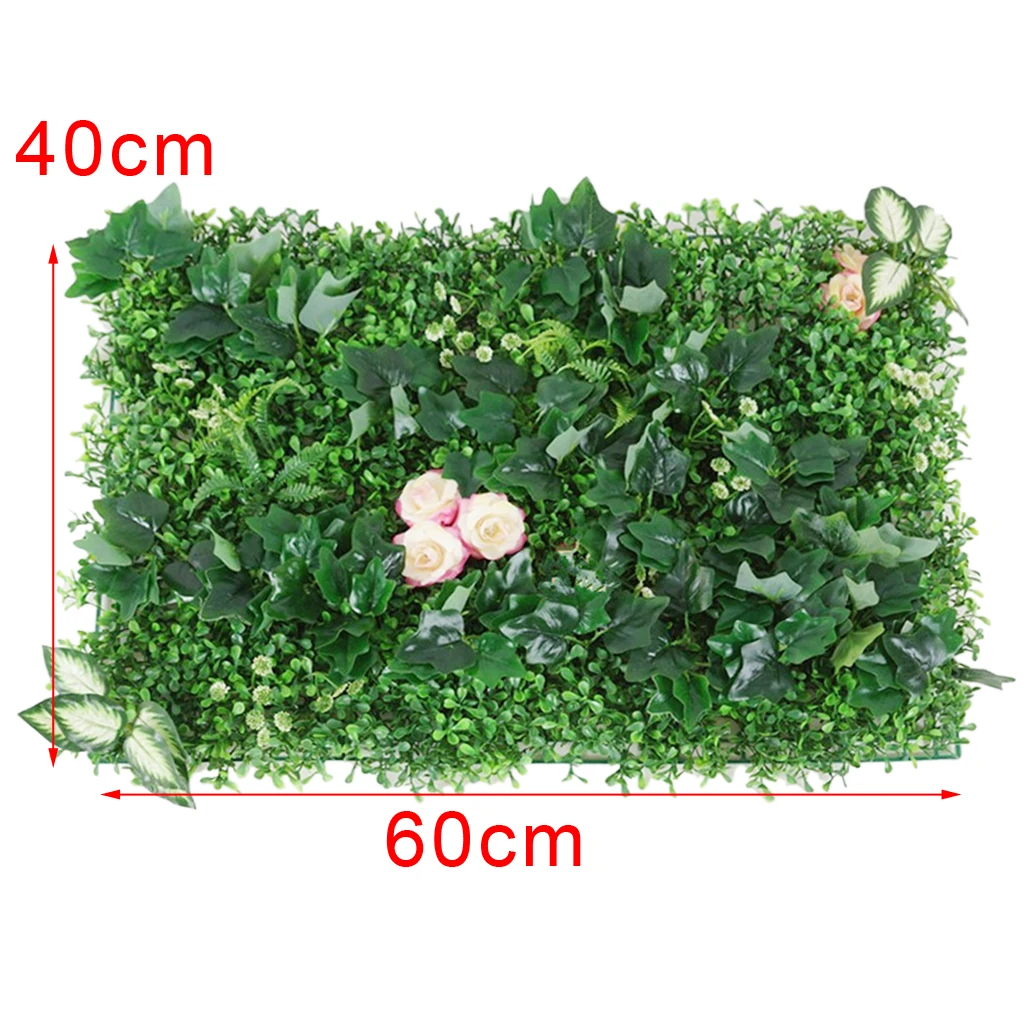 60x40cm Hedge Indoor Outdoor Plants Flower Turf Lawn Topiary Greenery Wall Panels Wedding Garden Background Decor,60x40cm