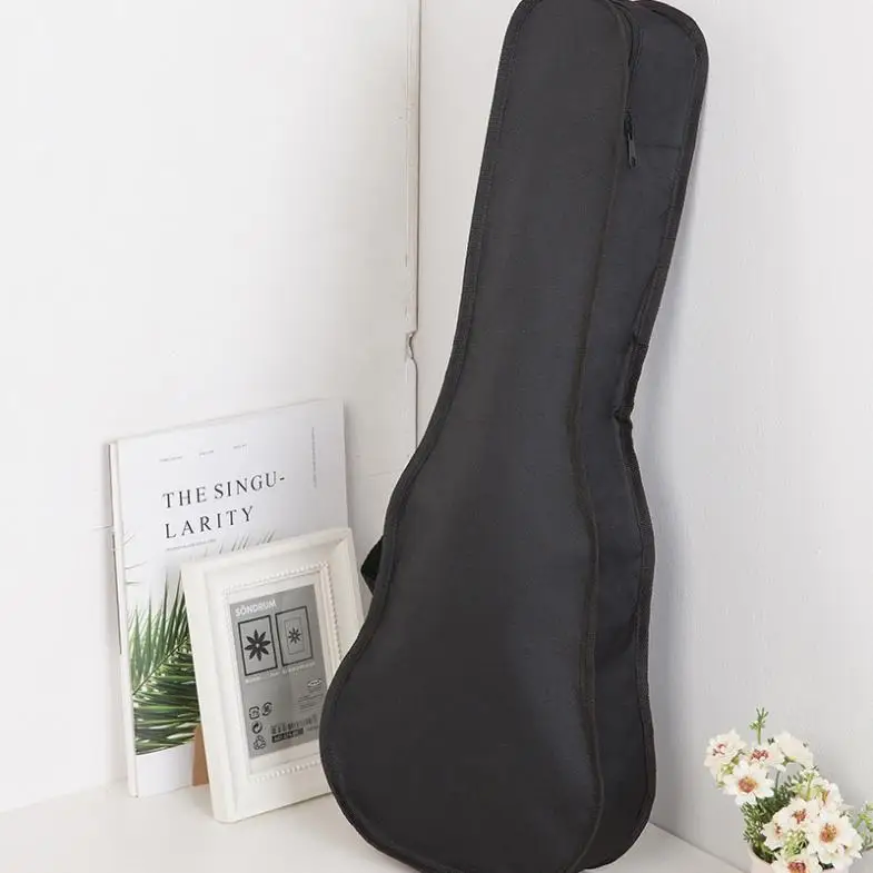 Portable Durable 21 Inch Black Ukulele Bag Soft Case Monolayer Bag Single Shoulder Backpack Padded Musical Instrument