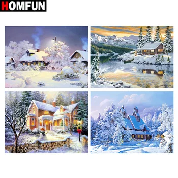 

HOMFUN 5D Diamond "Beautiful scenery snow" Diamond Embroidery Full Round/ Square Diy Diamond Painting Cross Stitch Home Decor