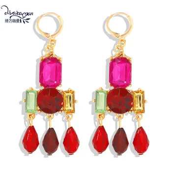 

Dvacaman Wholesale Women 2020 Crystal Statement Earrings Long Rhinestone Fringed Dangle Drop Earrings Holiday Jewelry Gift Love