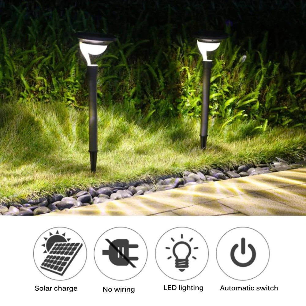 2Pcs LED Ground Garden Light Solar Round Ball Automatic Waterproof Outdoor Path Lights Lawn Lamp