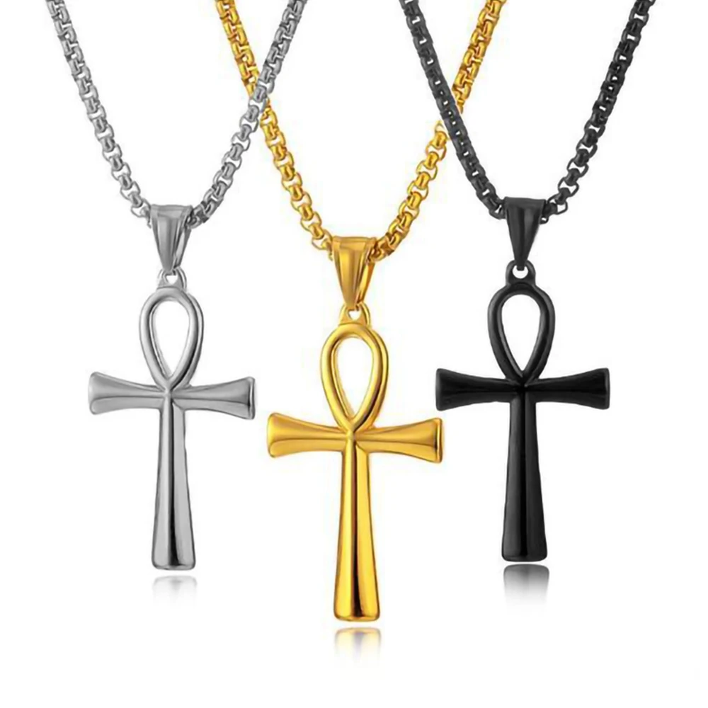 9Pcs Women Cross Long Chain Necklace Simple Classic Egyptian Life Symbol Pendant Religious Gift | Украшения и аксессуары
