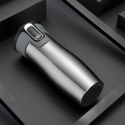 Silver Логотип на заказ 450 мл термос чашка кофейная кружка высокого класса мужская бизнес чашка вакуумная колба изолированные кружки бутылка для воды Авто чашки подарочная коробка - Цвет: Silver