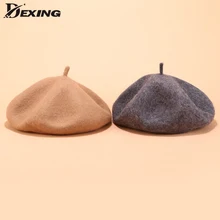 Детский берет из натуральной шерсти на весну и зиму для женщин и девочек, теплая прогулочная шапка, шапка французского художника, берет для женщин