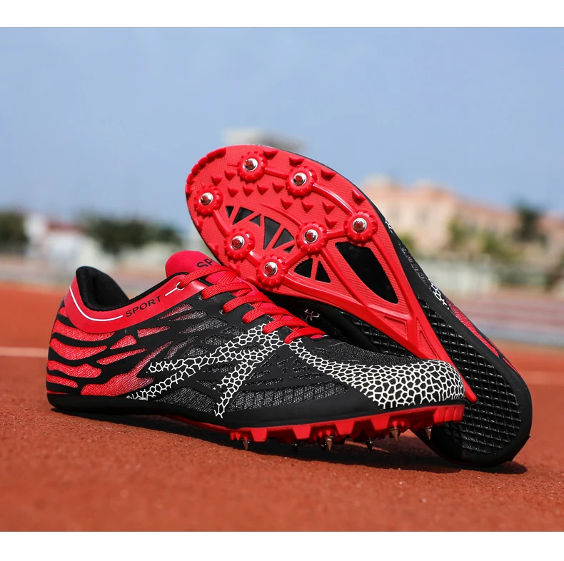 Men Women Boys Girls Track and Field Shoes Mesh Breathable Athletics Spike Shoes Black Blue Racing Sneakers Lightweight Trainers