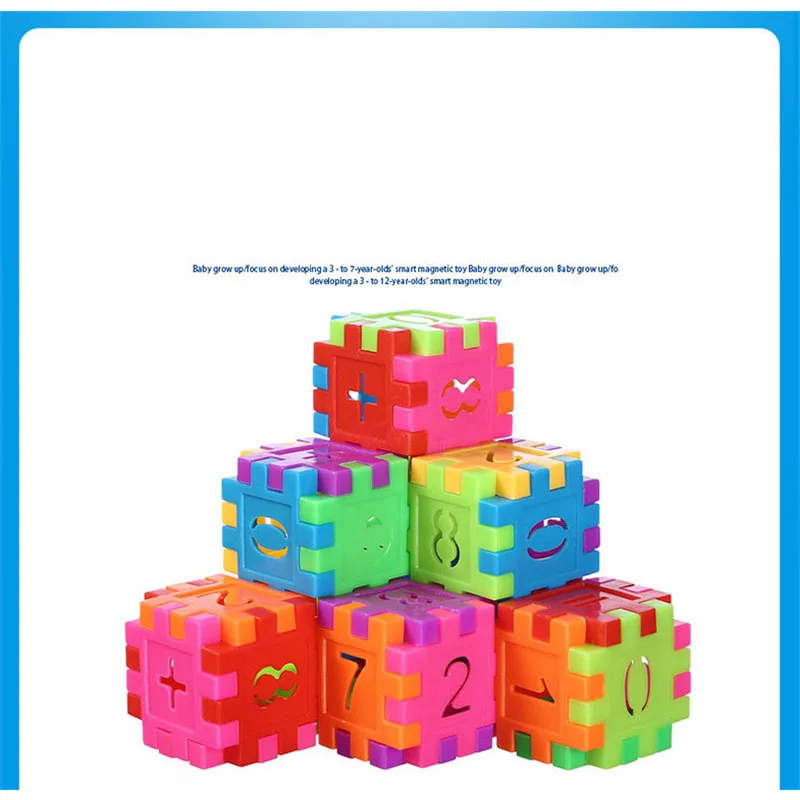 Building blocks toys Puzzle toys Baby Plastic Construction Building Blocks Bricks Toy Colorful DIY Number Puzzle Model 60Pcs/lot