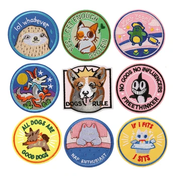 

1pcs mix Circular Insignia Patche's for Clothing Iron on Embroidered Sew Applique Cute Fabric Badge Garment Apparel Accessories