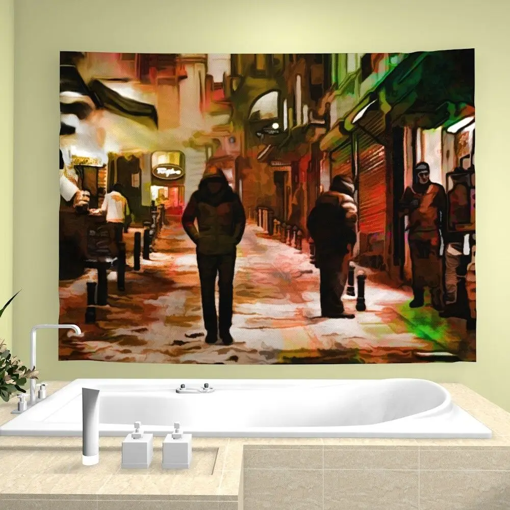 Пользовательские городские улочки Wandteppich Kunst Wandbehang Tisch Bettdecke Wohnkultur