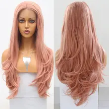 Смешанный дымчатый Розовый Синтетический 13*3 дюймов парик фронта шнурка объемная волна термостойкие волокна волос Средняя часть естественная линия волос для женщин парик