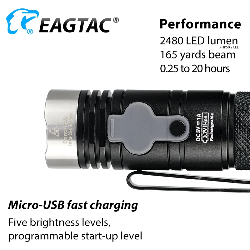 EAGTAC DX3B MINI PRO XHP50.2 2480 люмен перезаряжаемый светодиодный фонарик программируемый выход EDC фонарь супер мощный аккумулятор 18350