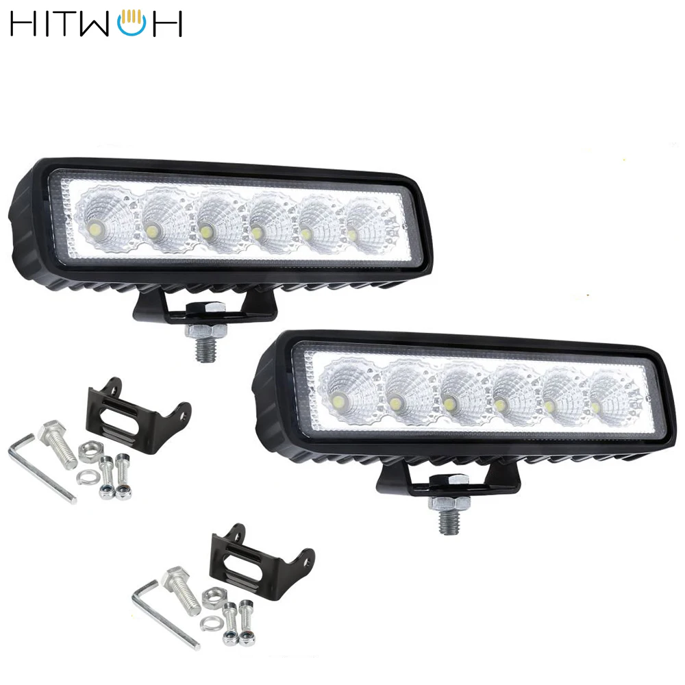 

HITWH 2X 18w DRL LED Work Light 4WD 12V 24V Flood Beam Spotlight for Off Road Truck Bus Boat Fog Light ATV Daytime Running Light
