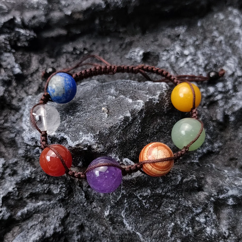 Yoga 7 Chakra Energy Natural Irregular Stone Bracelets Arrow Pendulum Plaster Tower Reiki Healing Meditation Ornaments Gifts Set