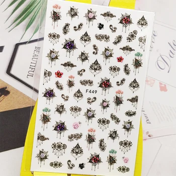 

3D Nail Sticker Decals Cute Crystal Flowers Design Nail Art Decorations Stickers Sliders Manicure Accessories Nails Decoraciones