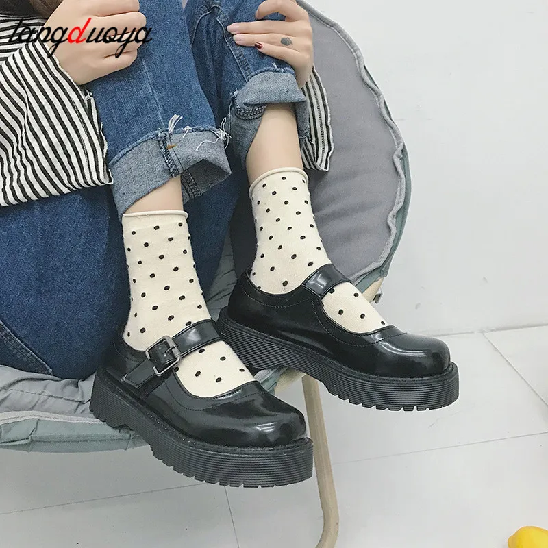 Lolita-zapatos de punta redonda con hebilla para mujer, calzado informal para exteriores, zapatos de fiesta para estudiantes, zapatos Mary Jane, 2021