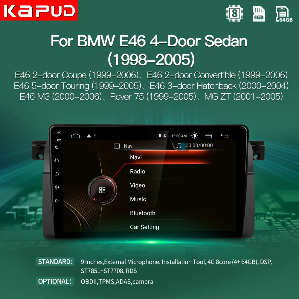 Kapud 9 &quot4G LTE Android 10 0 навигация для Bmw E46 M3 Rover 75 1999-2005 автомобильный мультимедийный
