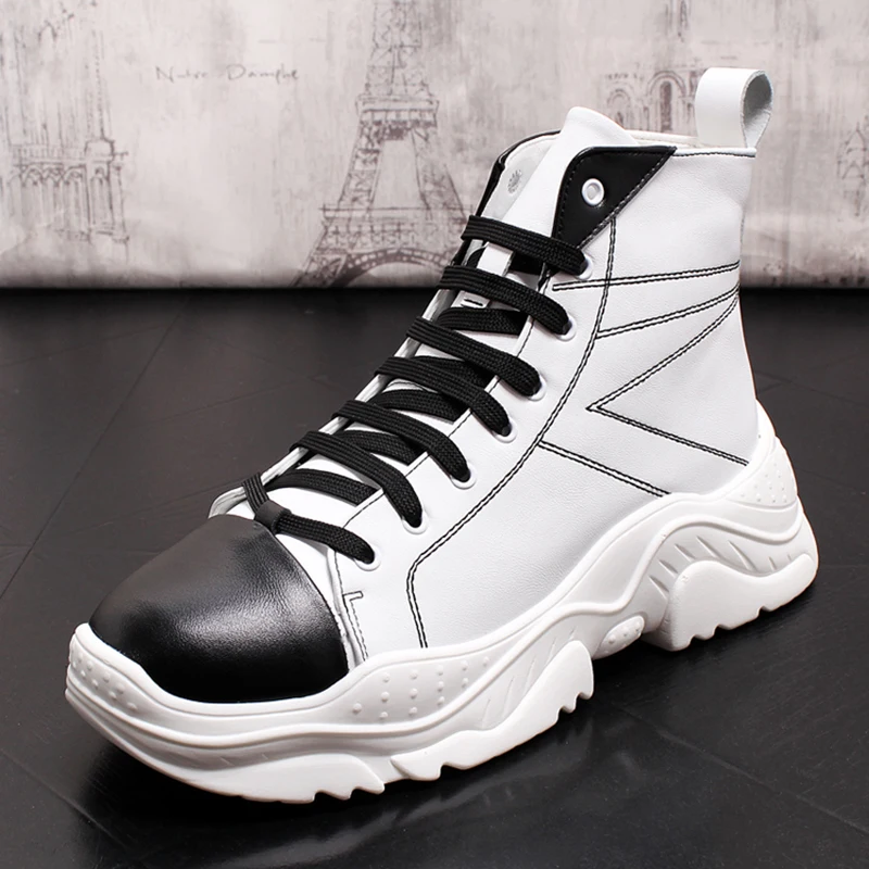 

Fashion Ankle Boots Men Boots Genuine Leather Men Shoes Men Casual Shoes Spring Autumn Fashion Lace-up Sneakers Men Shoes