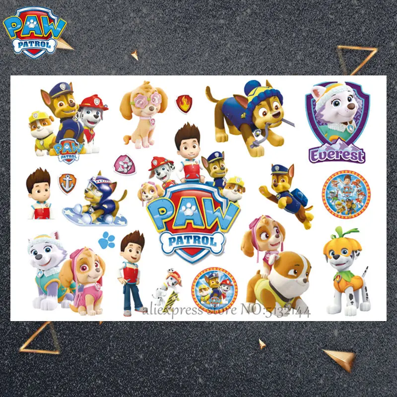 Paw Patrol Милый Мультфильм Временные татуировки наклейки для мальчиков детские игрушки бумага для тату паста водонепроницаемый день рождения подарок для детей - Цвет: Слоновая кость